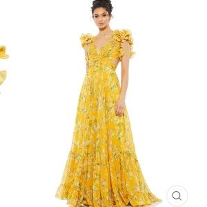 Ilena for Mac Duggal ruffle sleeve gown